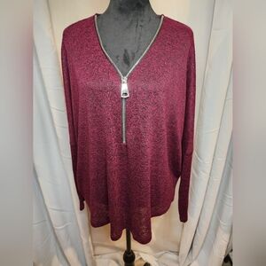 Philosophy Zipper V-Neck Dolman